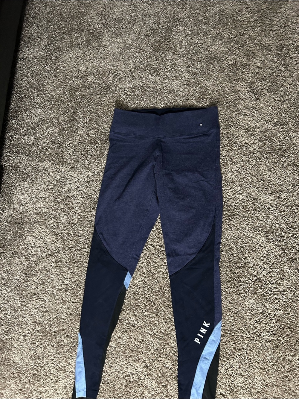 PINK Victoria's Secret Navy and Light Blue Colorblock Leggings